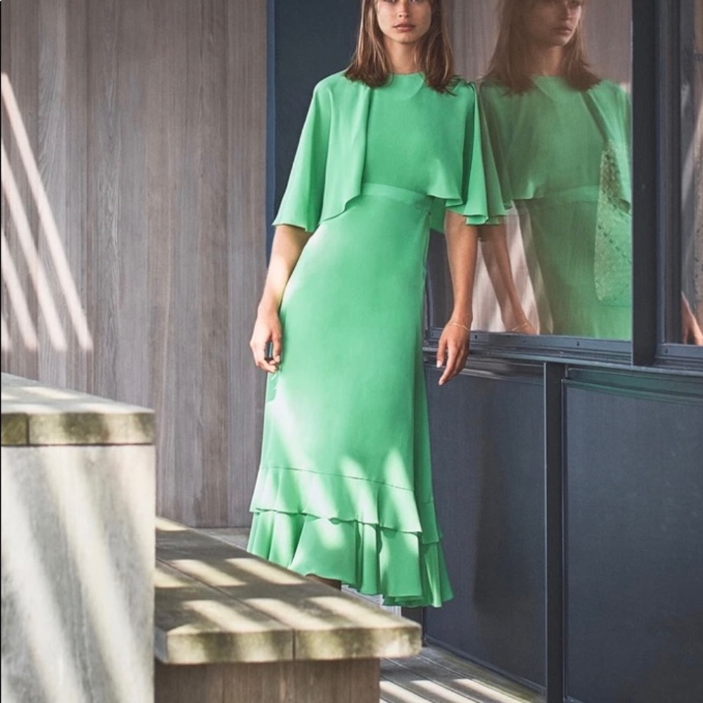 Alexis Barbara Cateline Cape-Sleeve Midi Dress